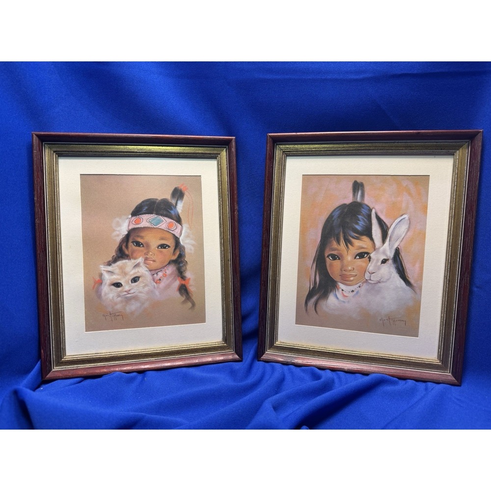 2 Gerda Christoffersen Playmates Prints Albuquerque NM Framed Native American